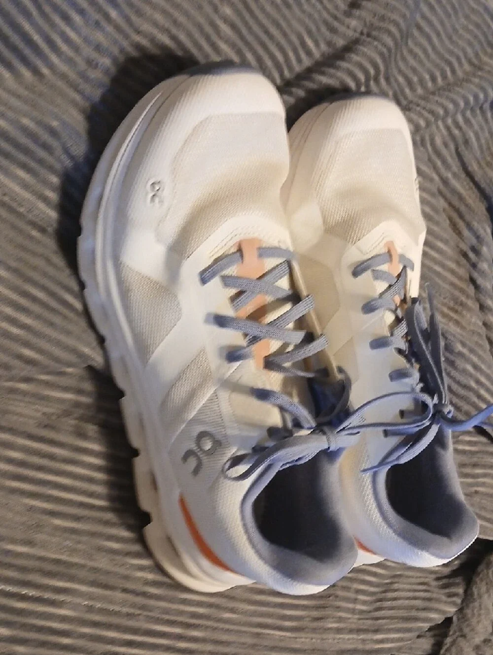 On Running Women's White Athletic Sneakers with Lavender and Peach Accents